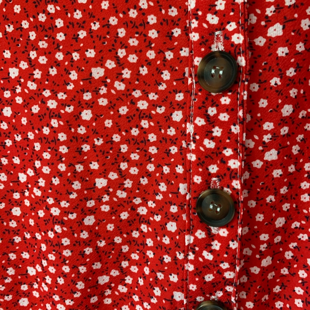 Red Floral Ruffle Mini Dress - Picture 2 of 3
